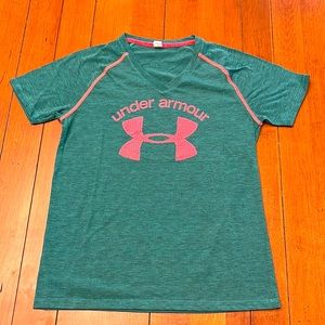 Under Armour green and pink vneck